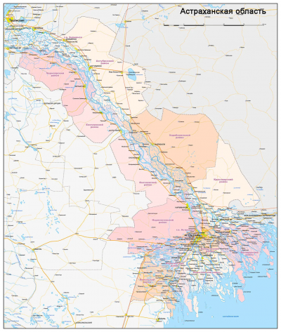 阿斯特拉罕州行政区划地图